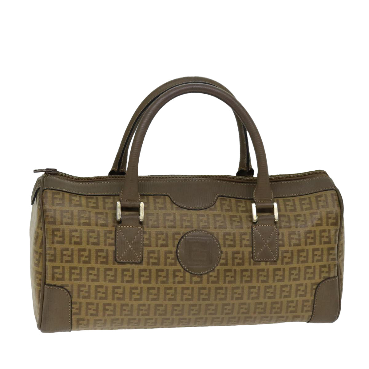 FENDI Zucchino Canvas Boston Bag Vintage Beige79528