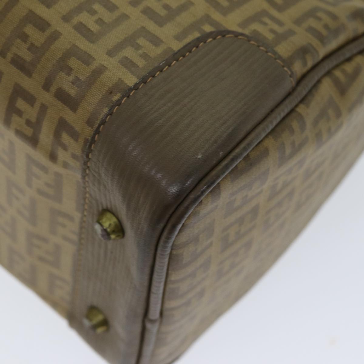 FENDI Zucchino Canvas Boston Bag Vintage Beige79528