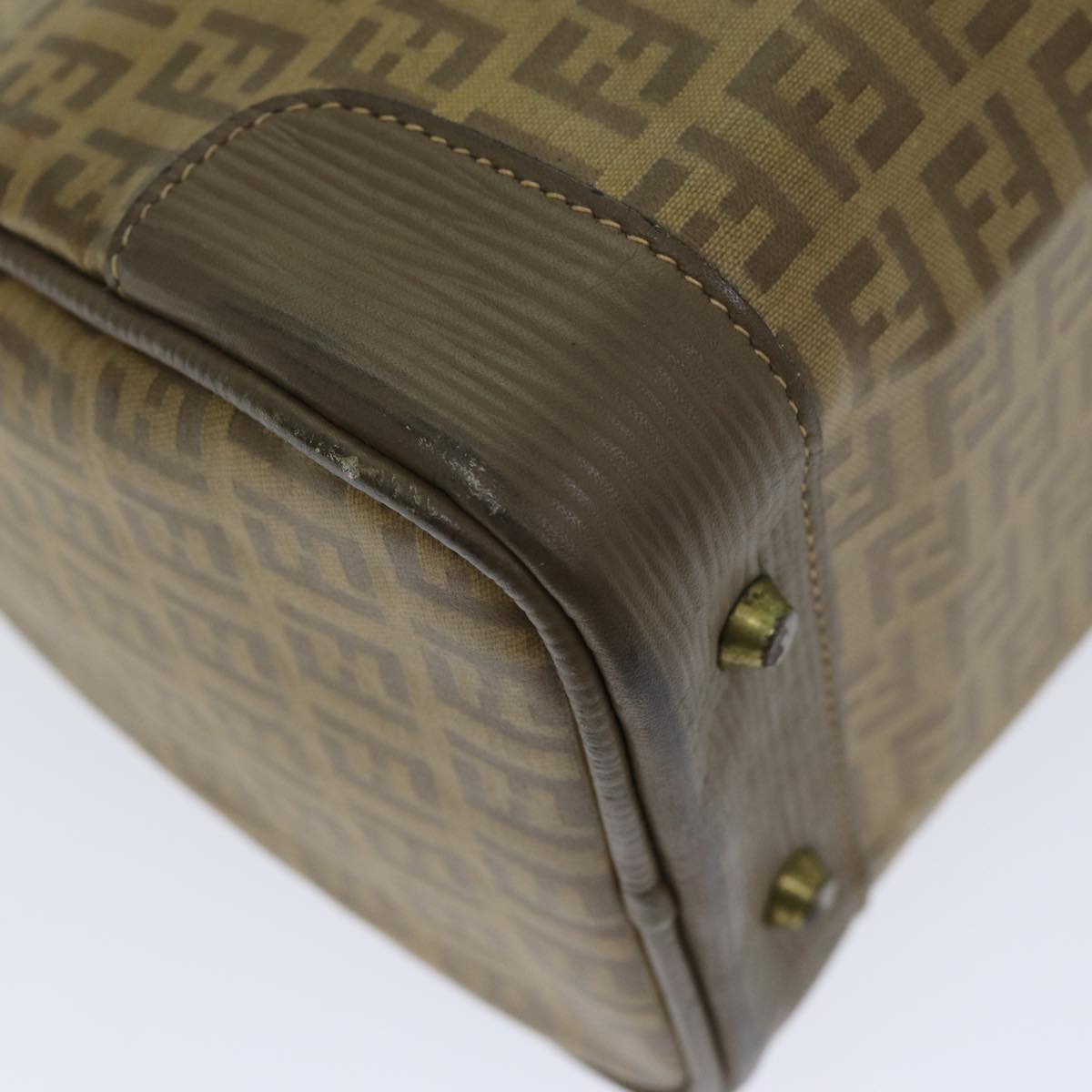 FENDI Zucchino Canvas Boston Bag Vintage Beige79528