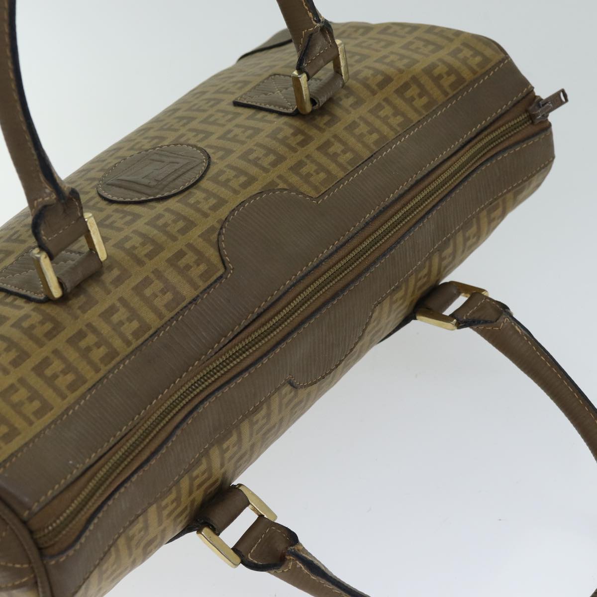 FENDI Zucchino Canvas Boston Bag Vintage Beige79528