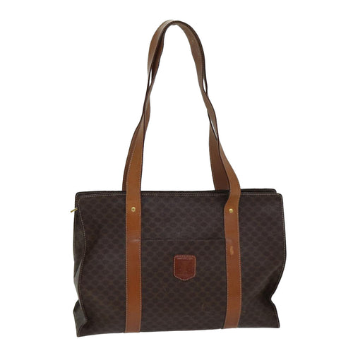 CELINE Macadam Canvas Shoulder Bag PVC Leather Brown  79543