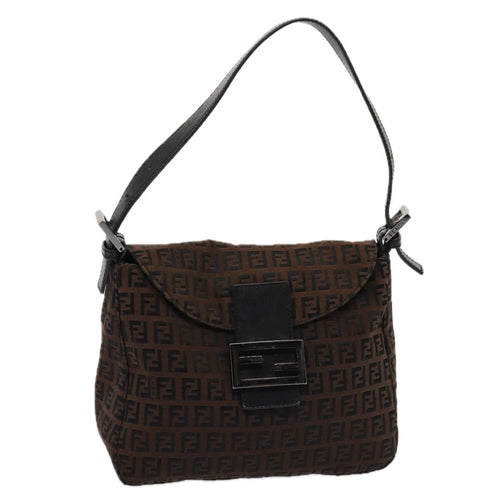 FENDI Zucchino Canvas Mamma Baguette Shoulder Bag Brown79575