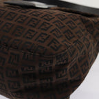 FENDI Zucchino Canvas Mamma Baguette Shoulder Bag Brown79575