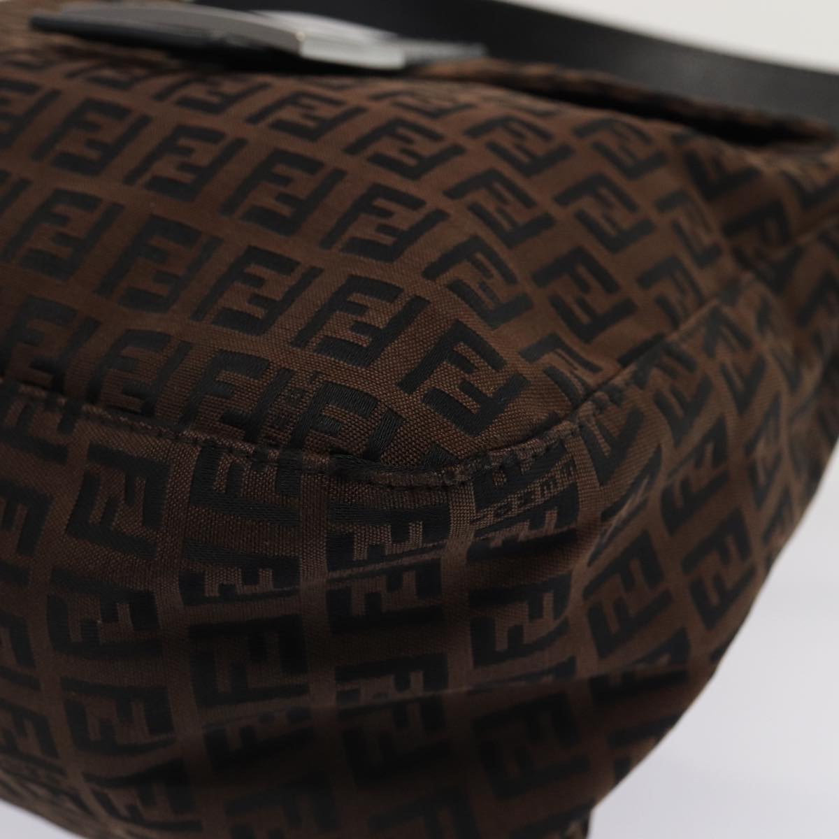 FENDI Zucchino Canvas Mamma Baguette Shoulder Bag Brown79575
