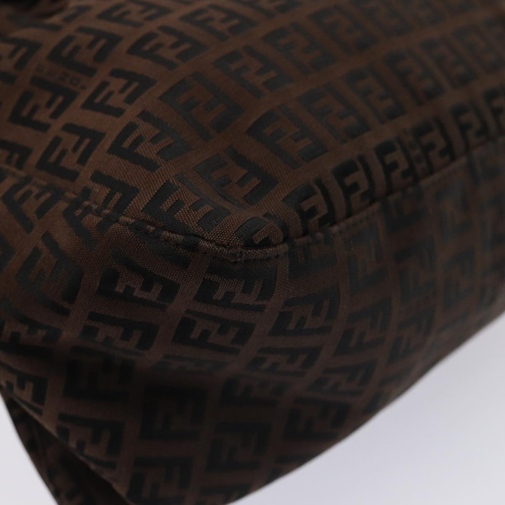 FENDI Zucchino Canvas Mamma Baguette Shoulder Bag Brown79575
