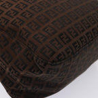 FENDI Zucchino Canvas Mamma Baguette Shoulder Bag Brown79575