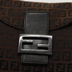 FENDI Zucchino Canvas Mamma Baguette Shoulder Bag Brown79575
