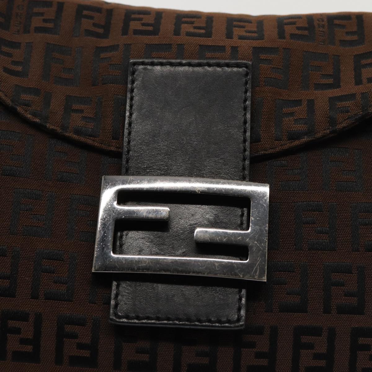 FENDI Zucchino Canvas Mamma Baguette Shoulder Bag Brown79575