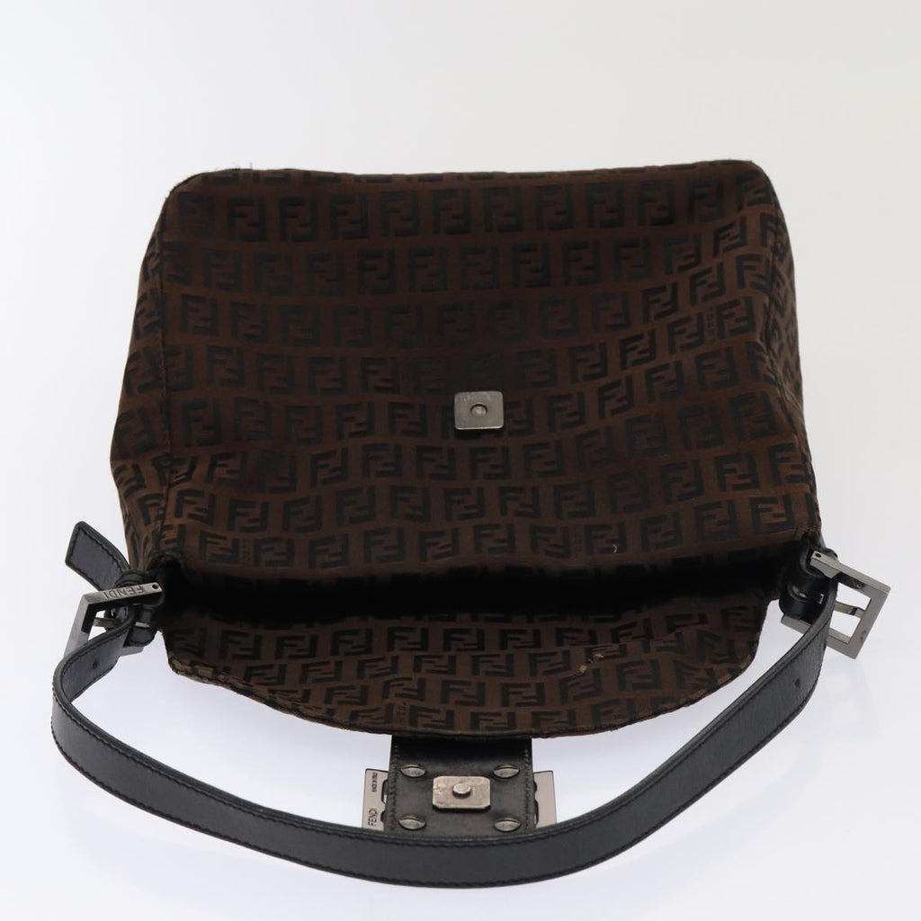FENDI Zucchino Canvas Mamma Baguette Shoulder Bag Brown79575