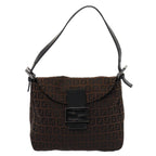 FENDI Zucchino Canvas Mamma Baguette Shoulder Bag Brown79575
