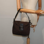 FENDI Zucchino Canvas Mamma Baguette Shoulder Bag Brown79575