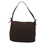 FENDI Zucchino Canvas Mamma Baguette Shoulder Bag Brown79575