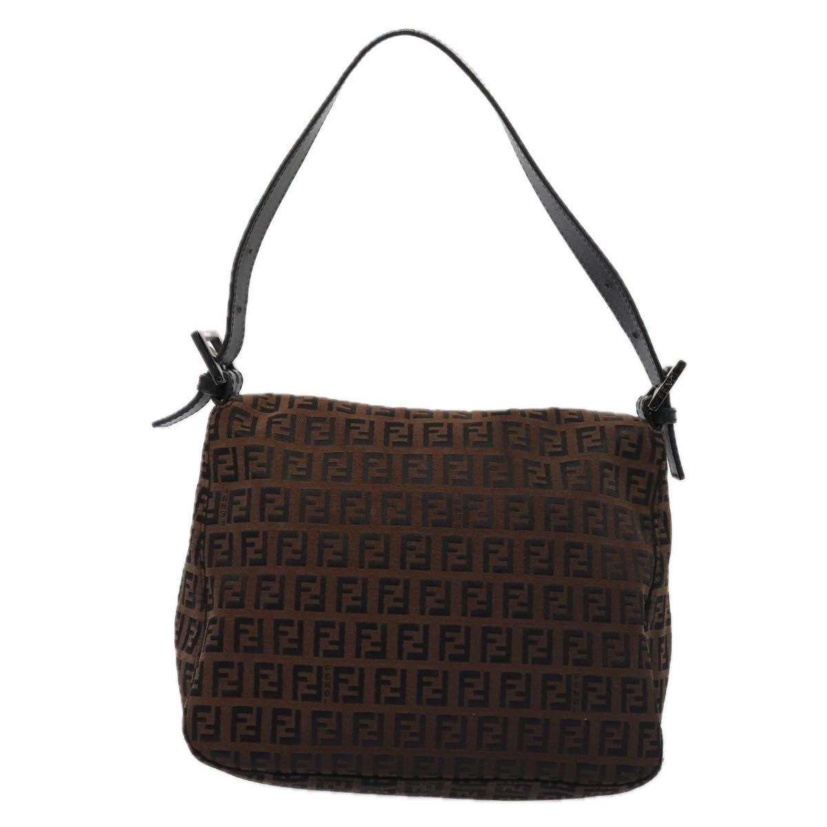 FENDI Zucchino Canvas Mamma Baguette Shoulder Bag Brown79575