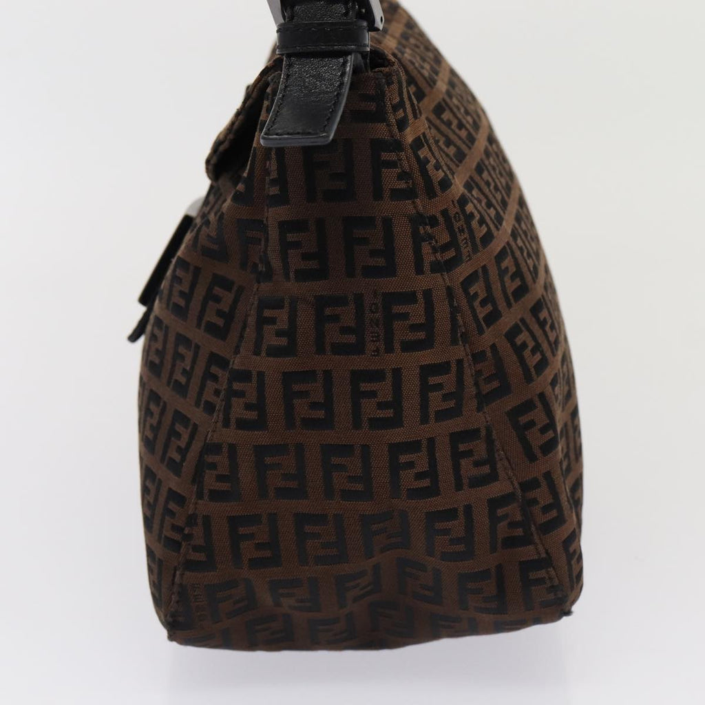 FENDI Zucchino Canvas Mamma Baguette Shoulder Bag Brown79575