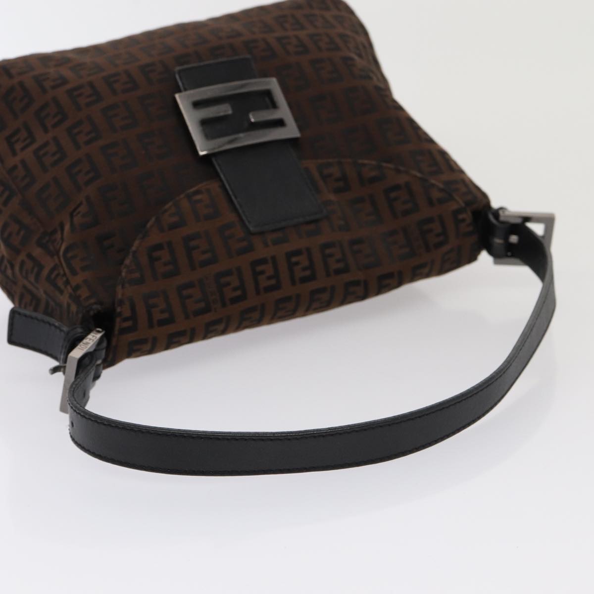 FENDI Zucchino Canvas Mamma Baguette Shoulder Bag Brown79575