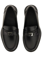 Fendi FF Square Leather Loafers Black