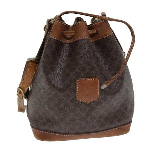 CELINE Macadam Canvas Shoulder Bag PVC Leather Brown  79626