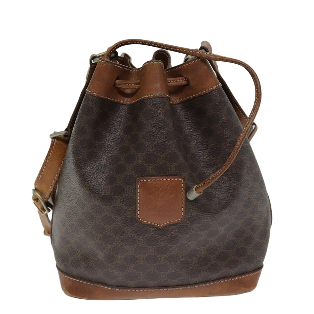 CELINE Macadam Canvas Shoulder Bag PVC Leather Brown  79626