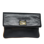 CELINE Clutch Bag Leather Black  79629