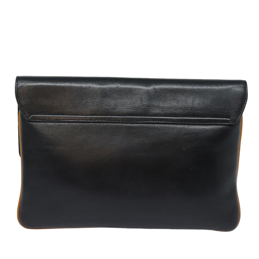CELINE Clutch Bag Leather Black  79629