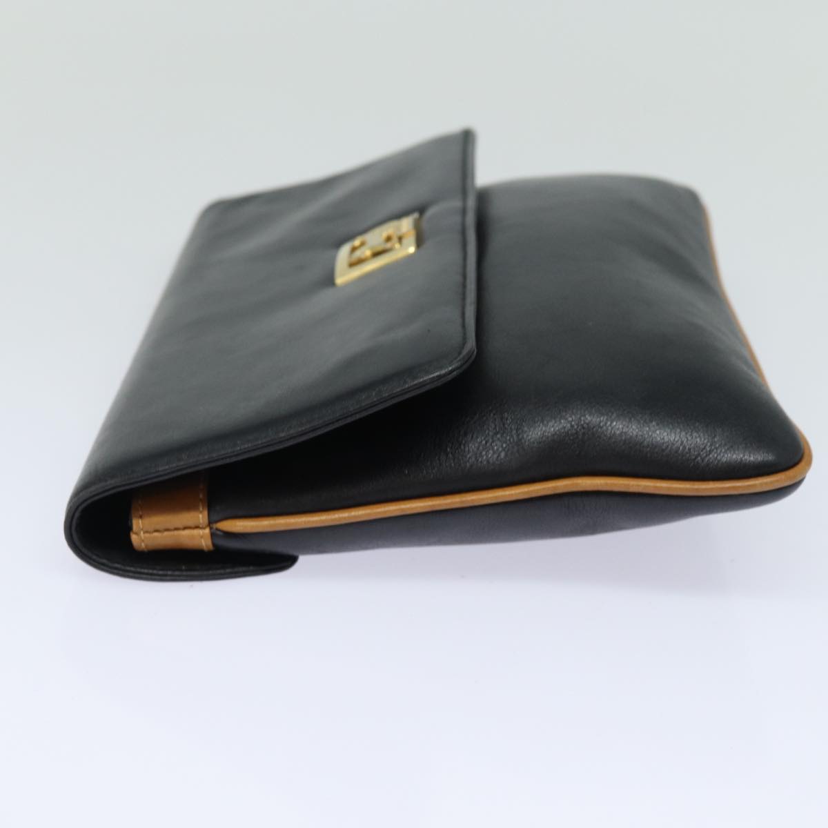 CELINE Clutch Bag Leather Black  79629