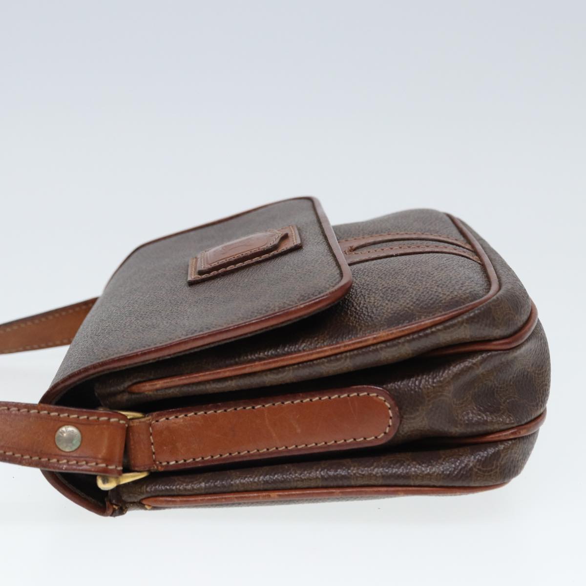 CELINE Macadam Canvas Shoulder Bag PVC Leather Brown  79666
