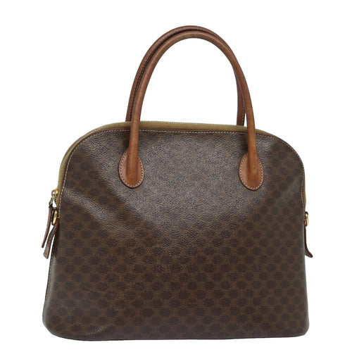 CELINE Macadam Canvas Hand Bag PVC Leather Brown  79677