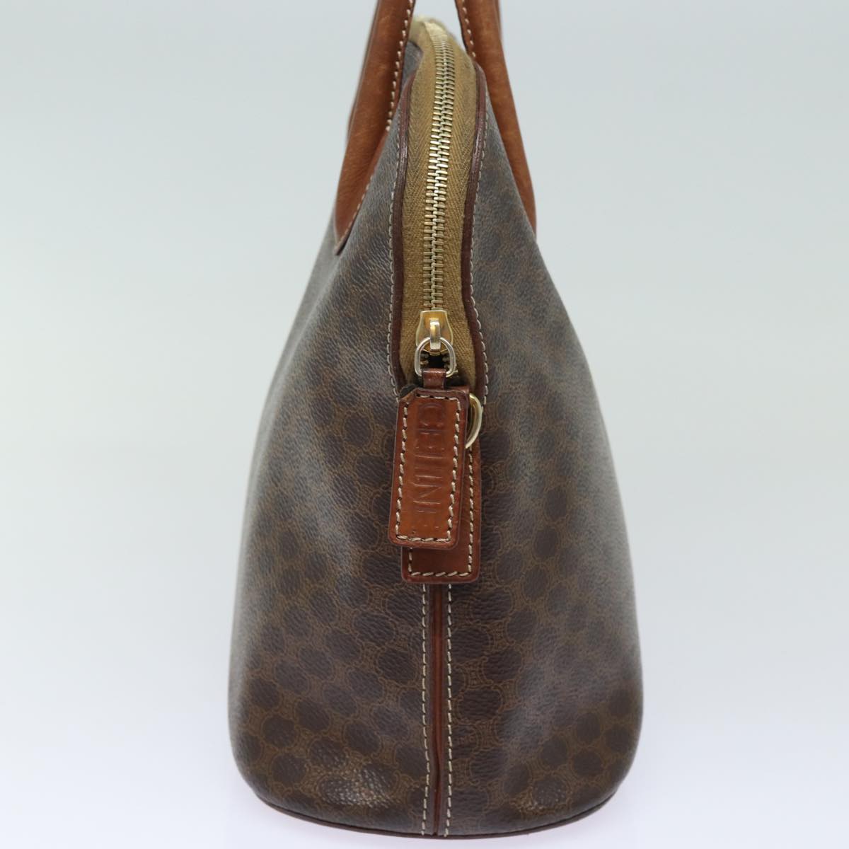 CELINE Macadam Canvas Hand Bag PVC Leather Brown  79677