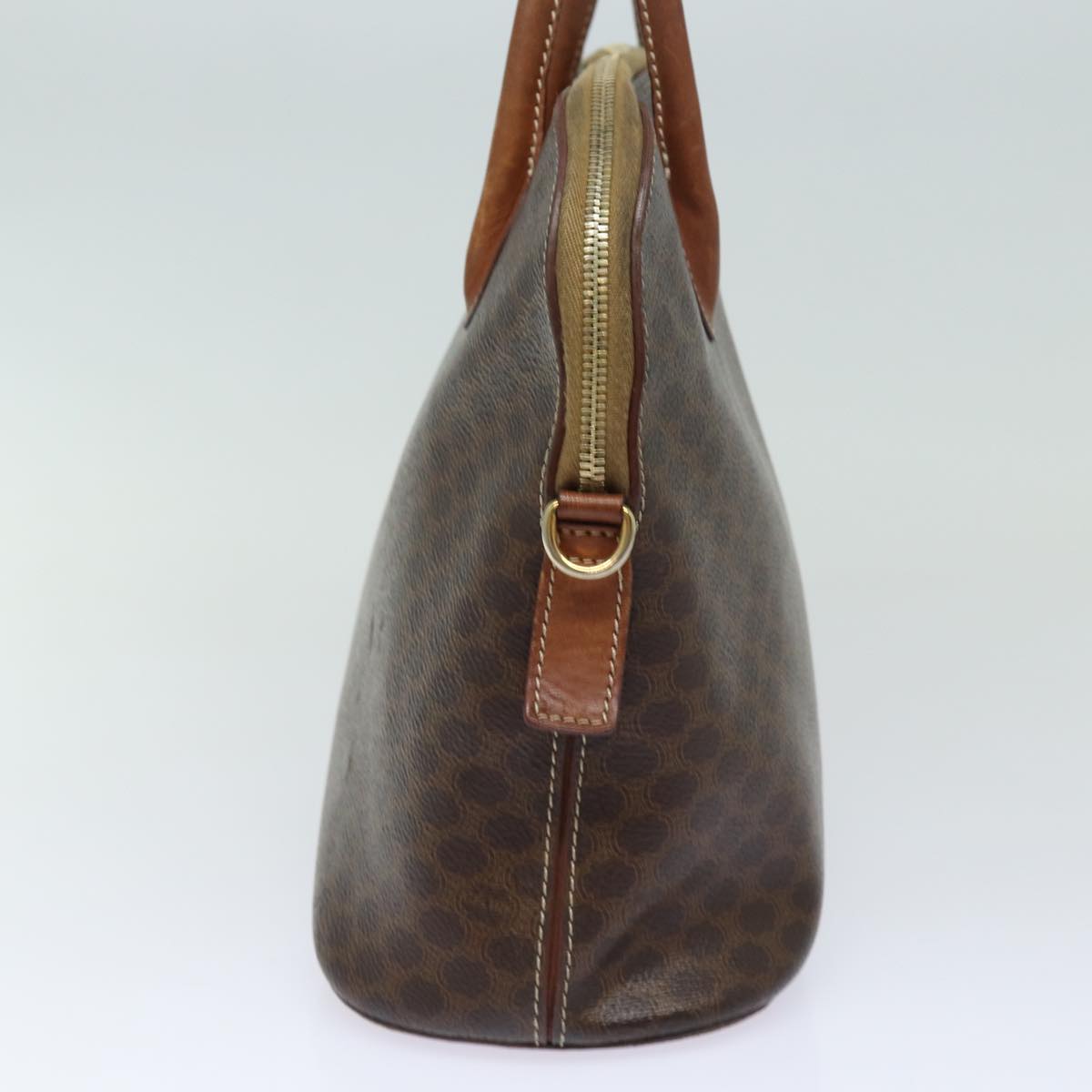 CELINE Macadam Canvas Hand Bag PVC Leather Brown  79677