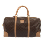 CELINE Macadam Canvas Boston Bag PVC Leather Brown Auth 79681