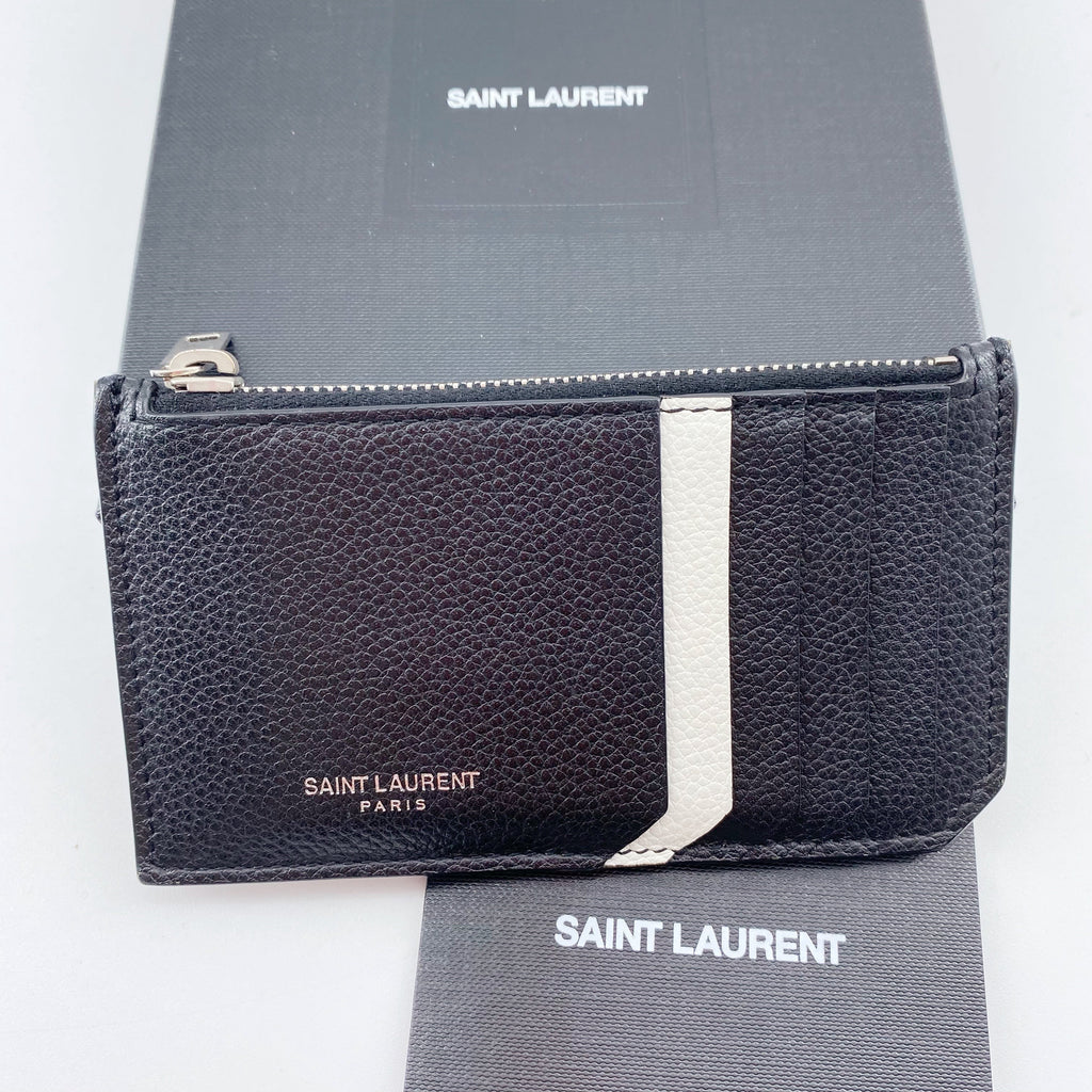 Saint Laurent black leather card holder