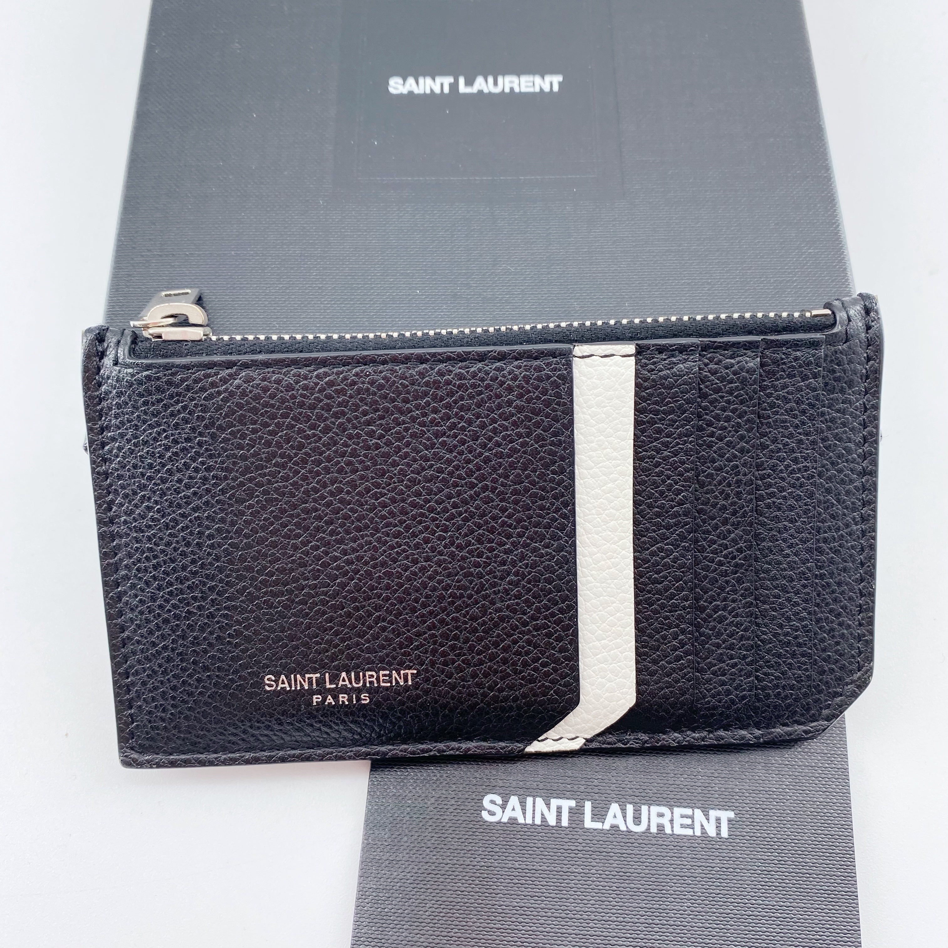 Saint Laurent black leather card holder