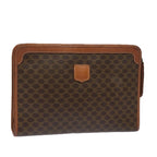 CELINE Macadam Canvas Clutch Bag PVC Leather Beige  79732