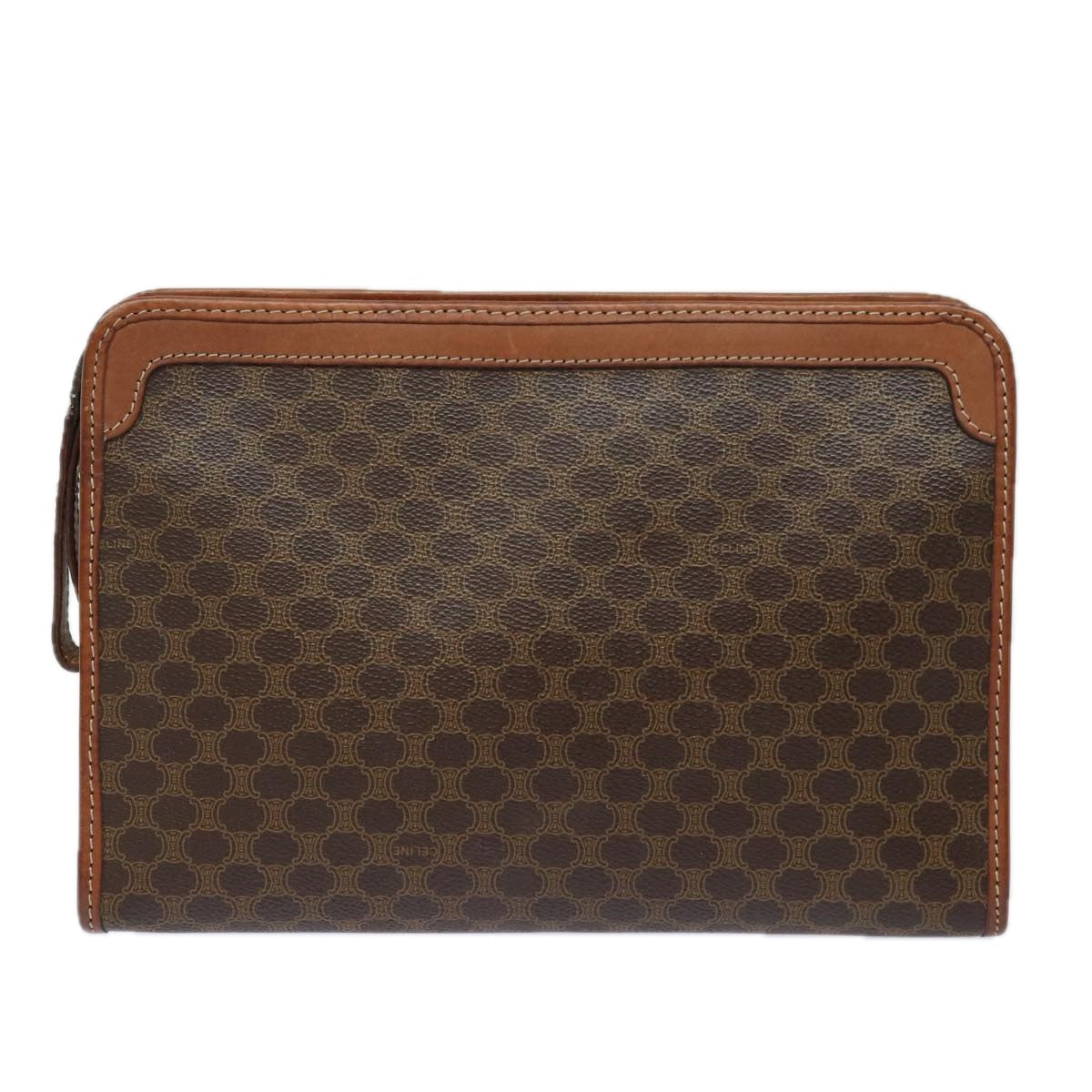 CELINE Macadam Canvas Clutch Bag PVC Leather Beige  79732