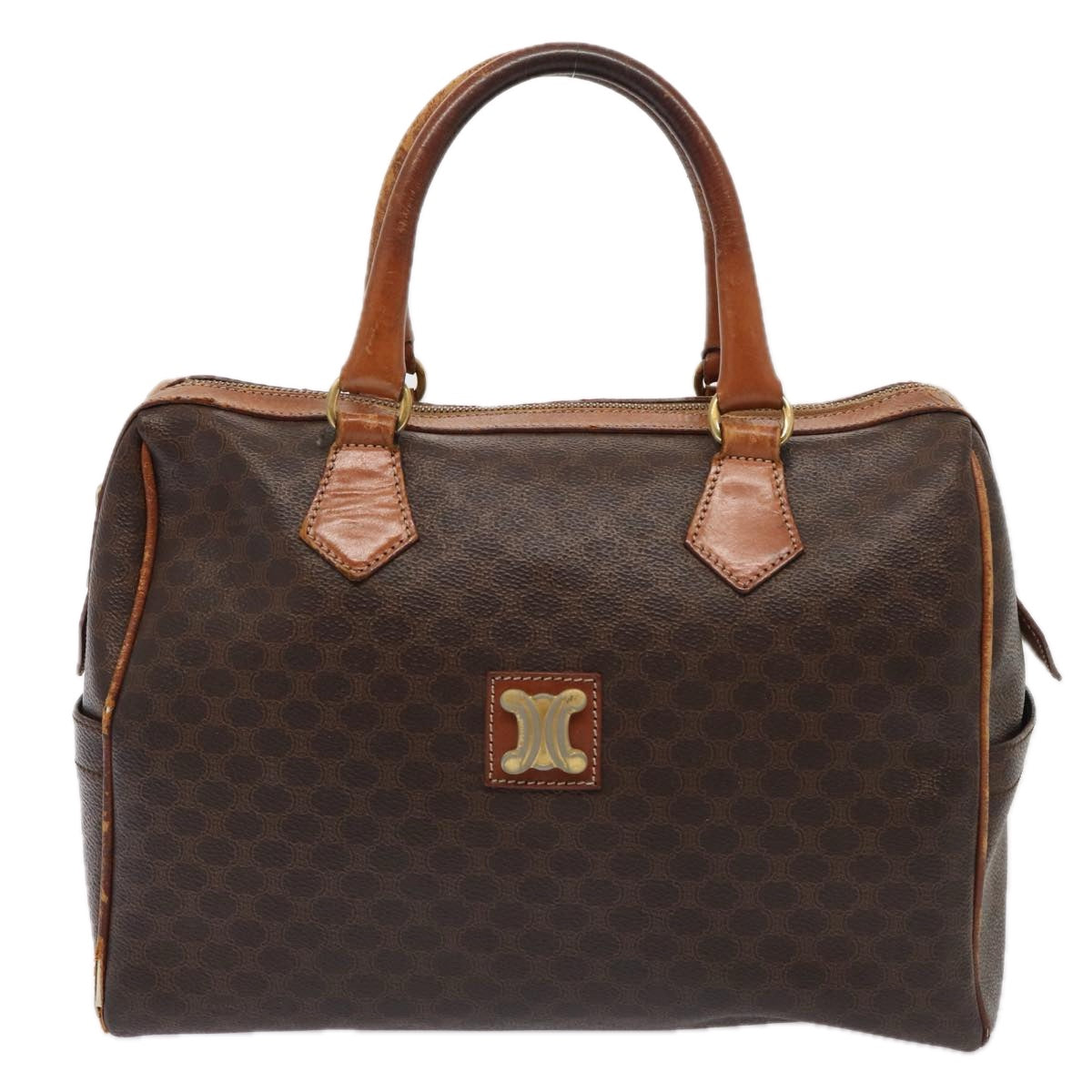 CELINE Macadam Canvas Boston Bag PVC Leather 2Set Brown  79790