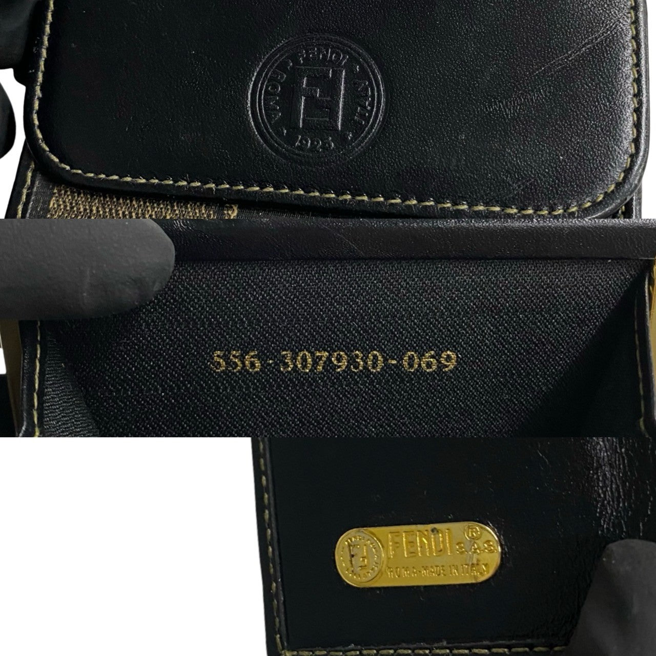 Fendi Vintage Pecan Stripe Leather Mini Wallet