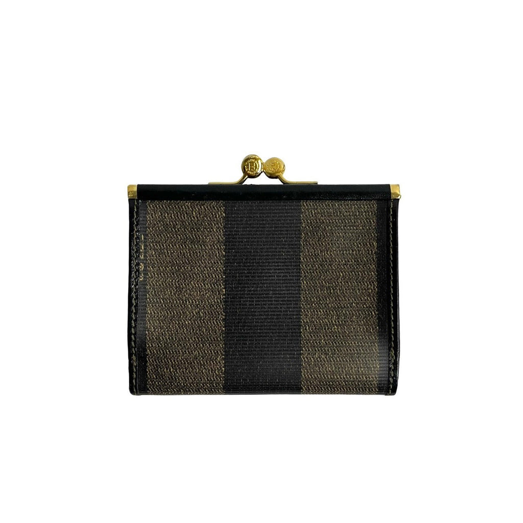 Fendi Vintage Pecan Stripe Leather Mini Wallet