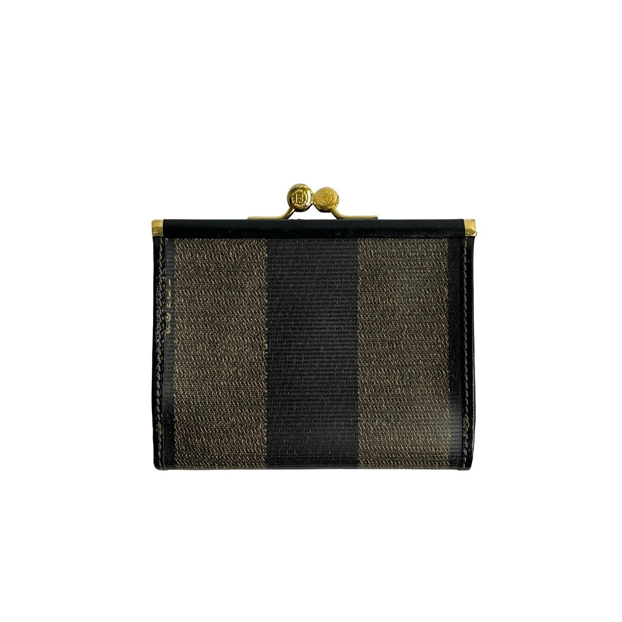 Fendi Vintage Pecan Stripe Leather Mini Wallet