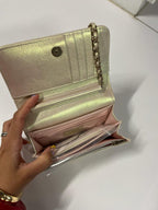 CHANEL - Ivory Iridescent Quilted Lambskin Mini Wallet on Chain