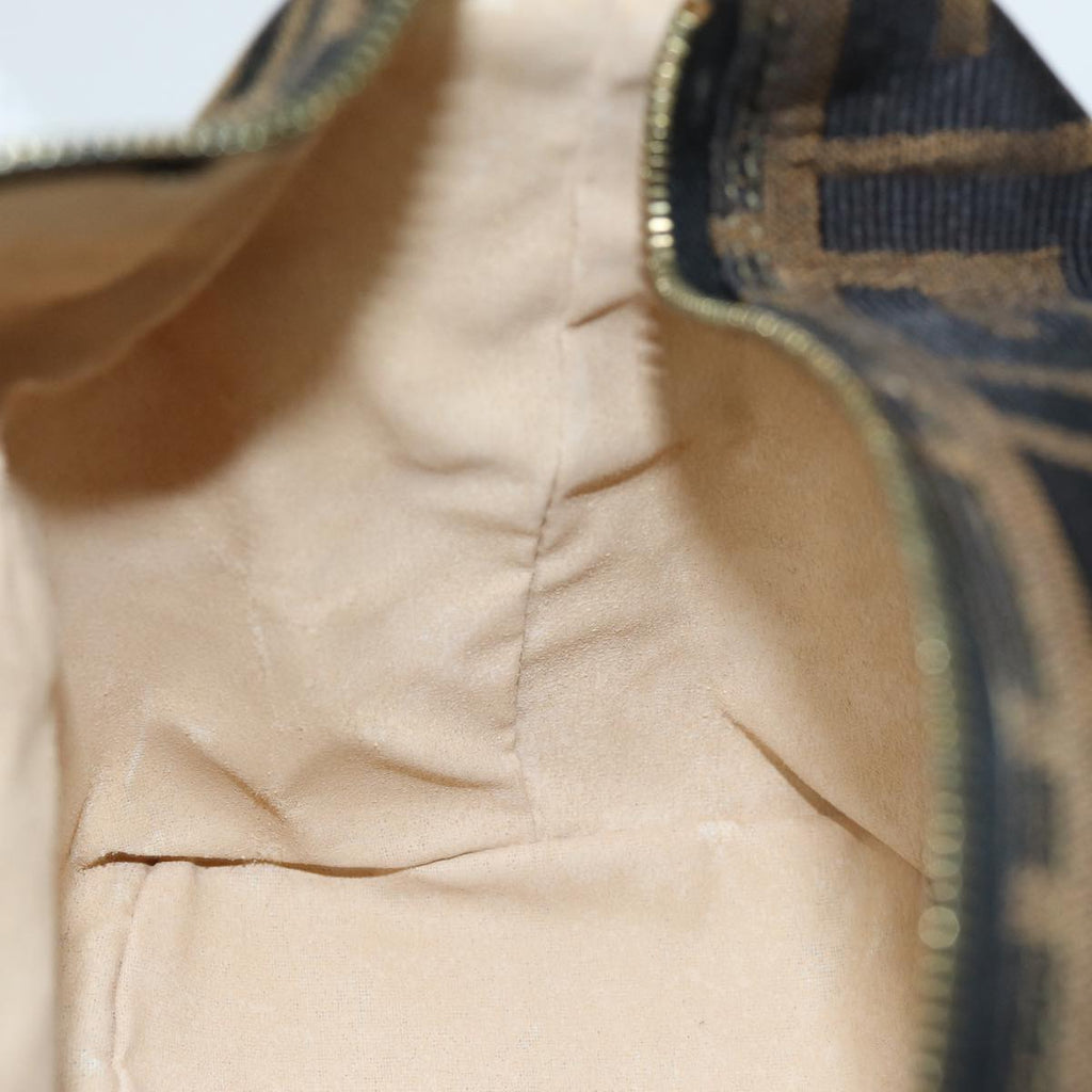 FENDI Zucca Canvas Vanity Hand Bag Brown Black79848