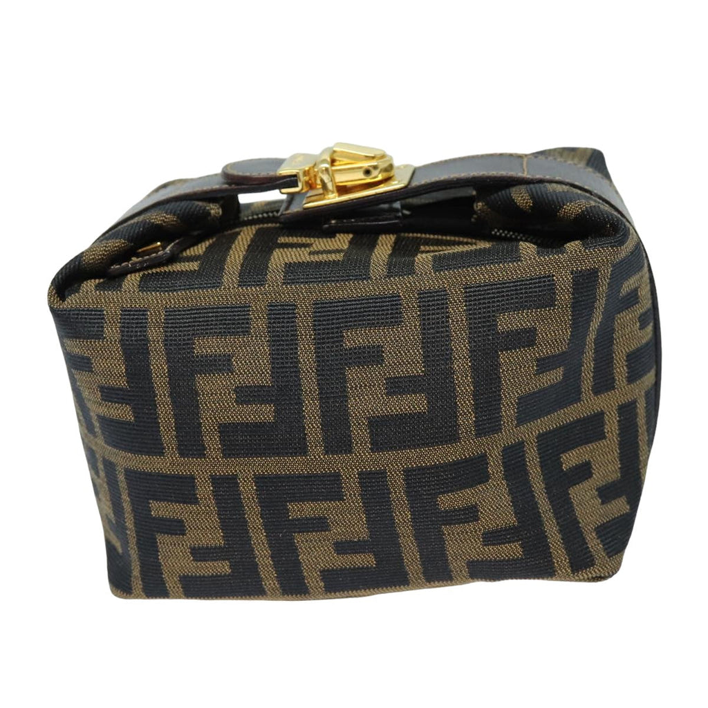 FENDI Zucca Canvas Vanity Hand Bag Brown Black79848