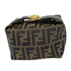 FENDI Zucca Canvas Vanity Hand Bag Brown Black79848