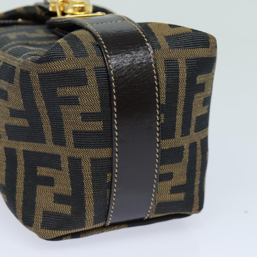 FENDI Zucca Canvas Vanity Hand Bag Brown Black79848