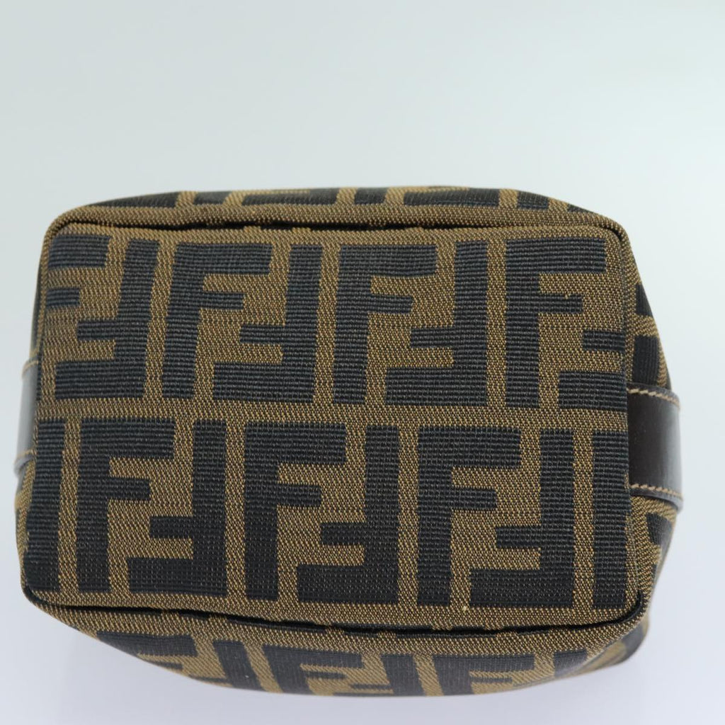 FENDI Zucca Canvas Vanity Hand Bag Brown Black79848