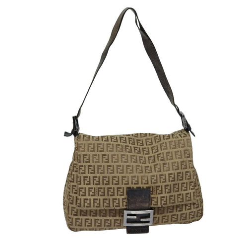FENDI Zucchino Canvas Mamma Baguette Shoulder Bag Brown79849