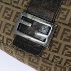 FENDI Zucchino Canvas Mamma Baguette Shoulder Bag Brown79849