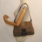 FENDI Zucchino Canvas Mamma Baguette Shoulder Bag Brown79849