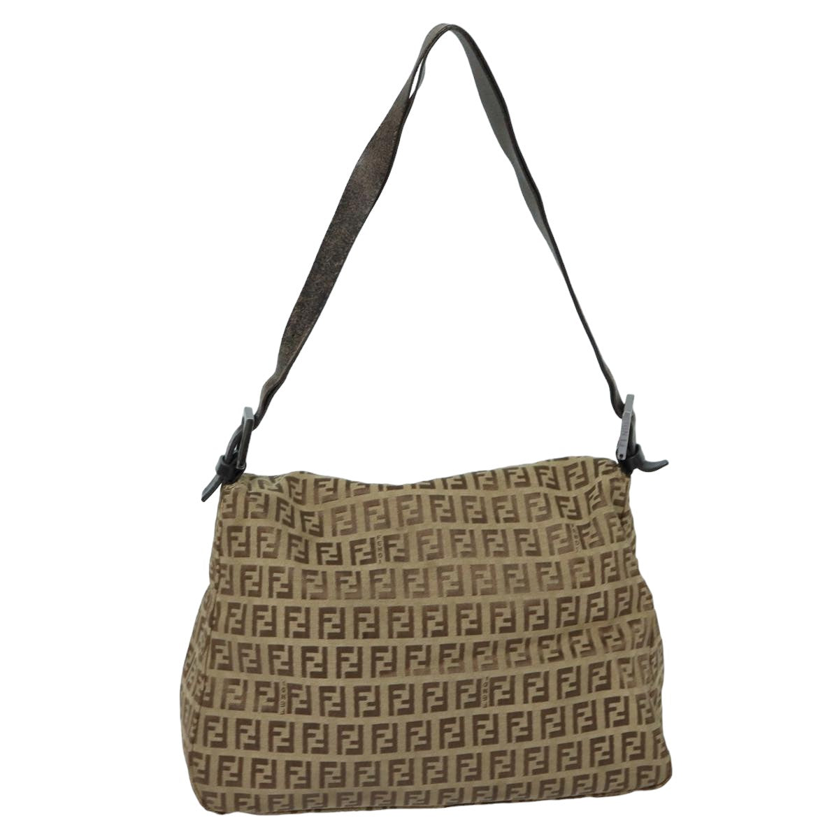 FENDI Zucchino Canvas Mamma Baguette Shoulder Bag Brown79849