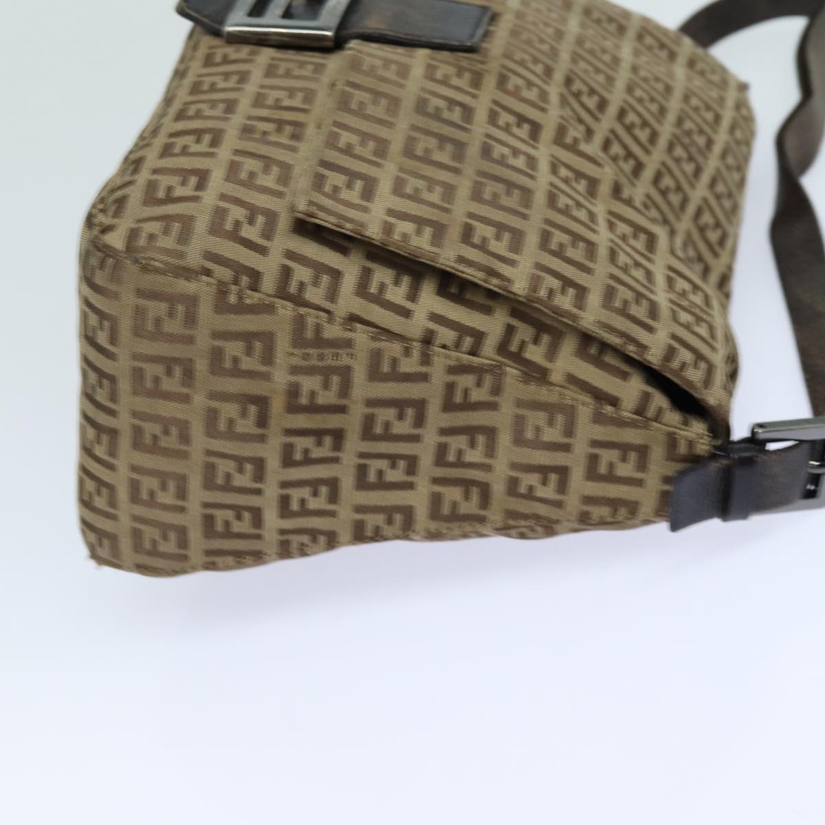 FENDI Zucchino Canvas Mamma Baguette Shoulder Bag Brown79849