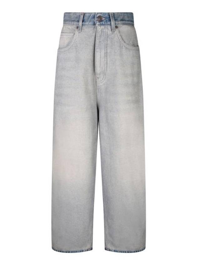 Balenciaga Logo Patch Faded Tapered Baggy Jeans Blue